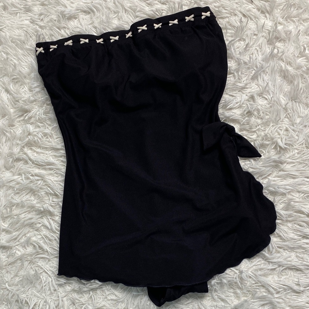 Vintage Maxine of Hollywood Strapless Swimdress with White Trim